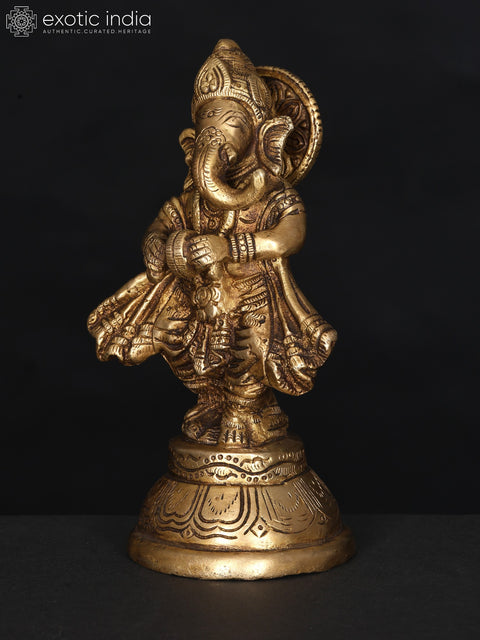 6" Small Dancing Lord Ganesha | Brass Statue