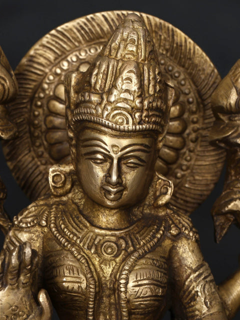 8" Four Armed Blessing Goddess Lakshmi | Brass Statue