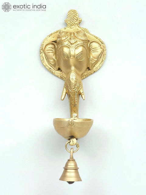 10" Lord Ganesha Wall Hanging Diya with Bell