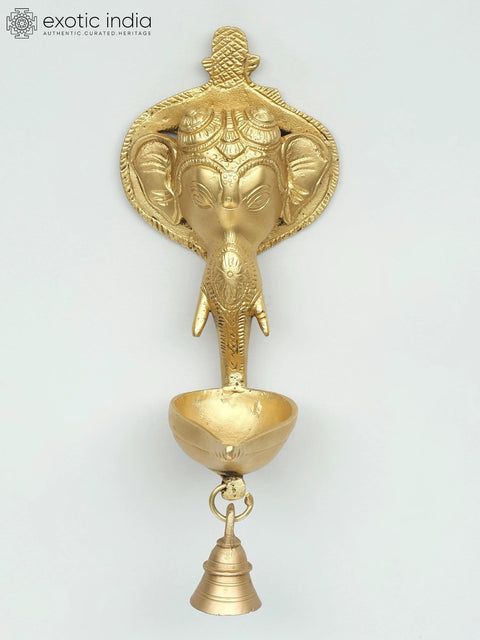 10" Lord Ganesha Wall Hanging Diya with Bell