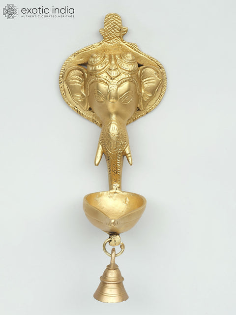 10" Lord Ganesha Wall Hanging Diya with Bell