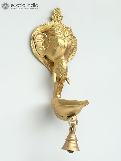 10" Lord Ganesha Wall Hanging Diya with Bell
