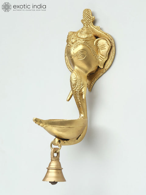 10" Lord Ganesha Wall Hanging Diya with Bell