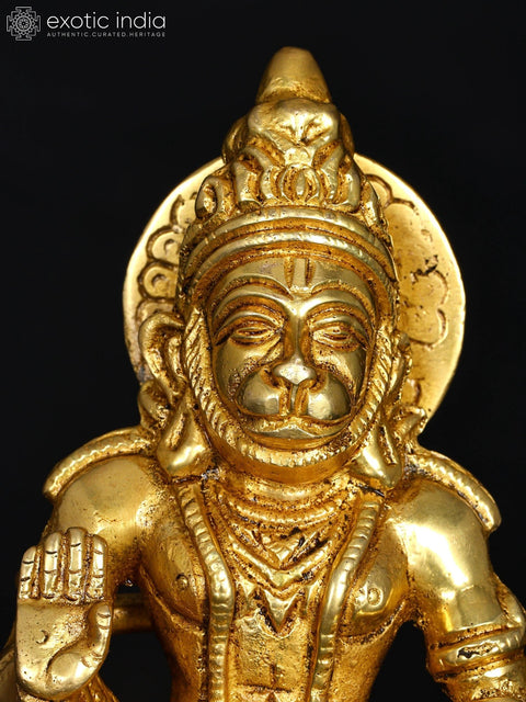 5" Small Lord Hanuman in Blessing Gesture | Brass Statue