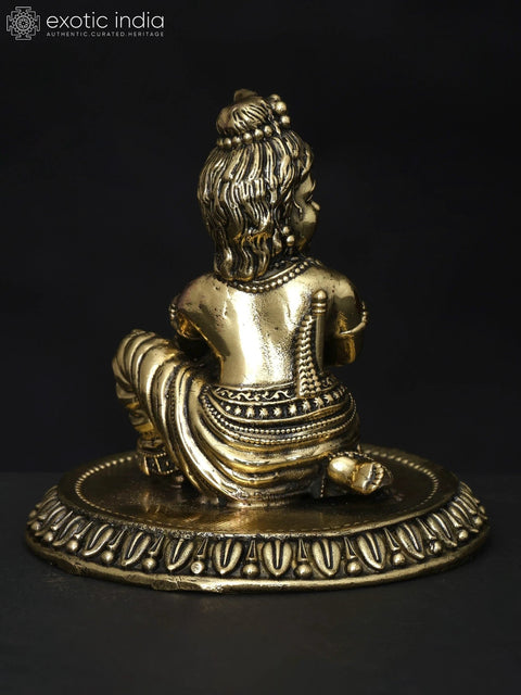 3" Small Superfine Butter Krishna | Brass Statue