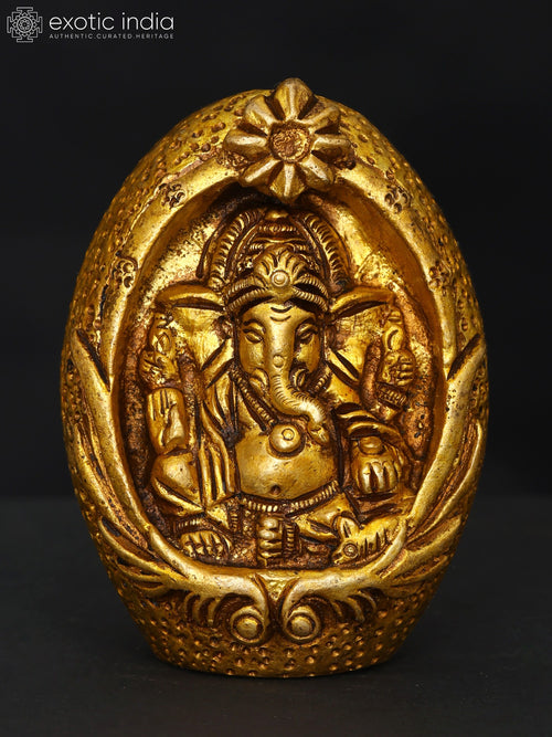 3" Chaturbhuja Lord Ganesha Handmade Brass Idol