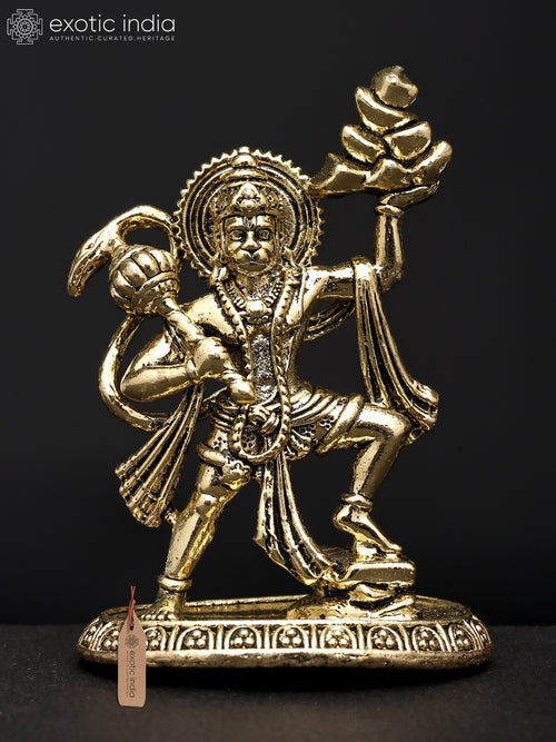 2" Small Sanjivani Hanuman Brass Statue for Pooja