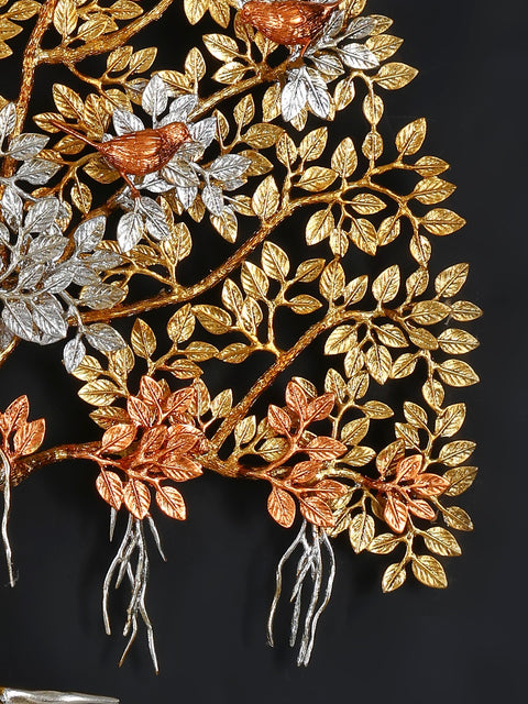 34" Large Brass Tree of Life with Chirping Birds | Wall Hanging