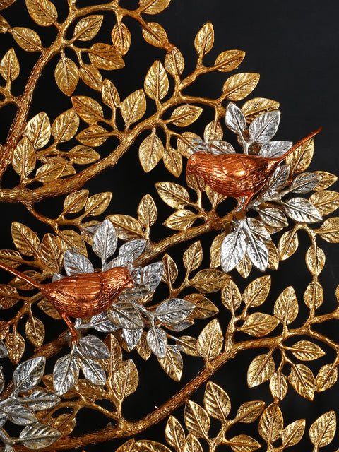 34" Large Brass Tree of Life with Chirping Birds | Wall Hanging