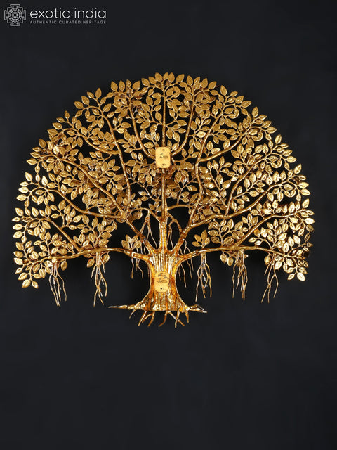 34" Large Brass Tree of Life with Chirping Birds | Wall Hanging
