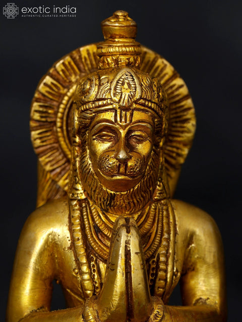 6" Small Lord Hanuman in Namaskar Mudra | Brass Statue