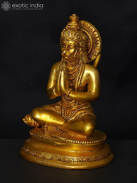 6" Small Lord Hanuman in Namaskar Mudra | Brass Statue