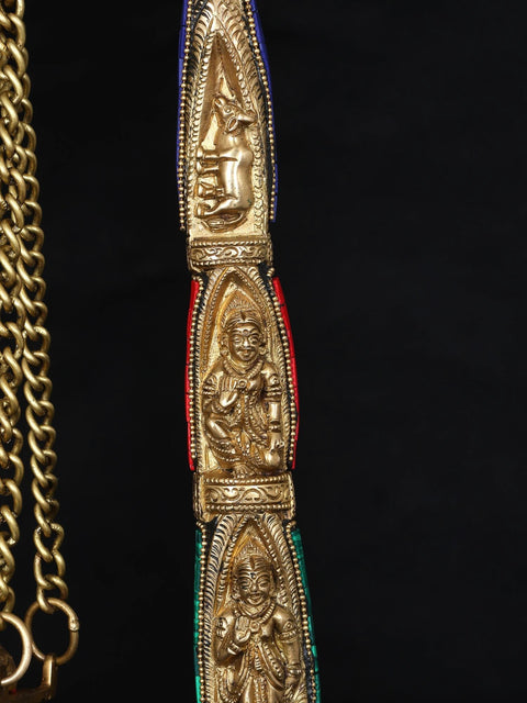 18" Radha Krishna on Peacock Swing | Brass Statue with Inlay Work