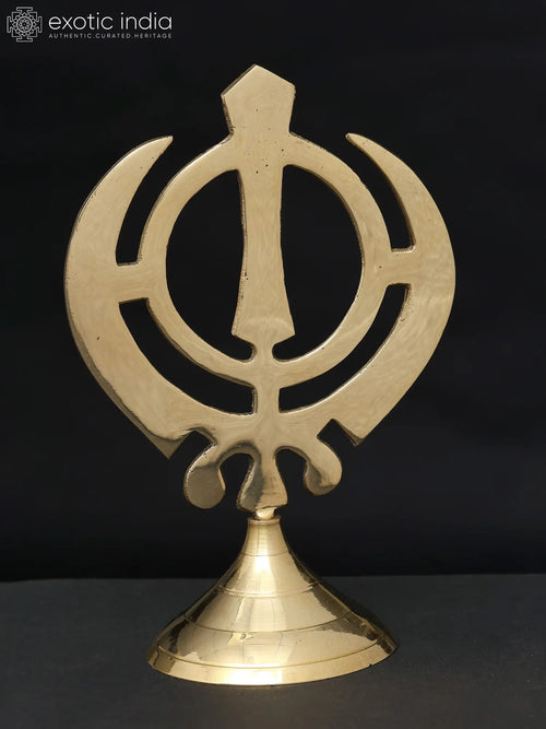 6" Brass Waheguru Khanda Sahib Sikh Religious Idol