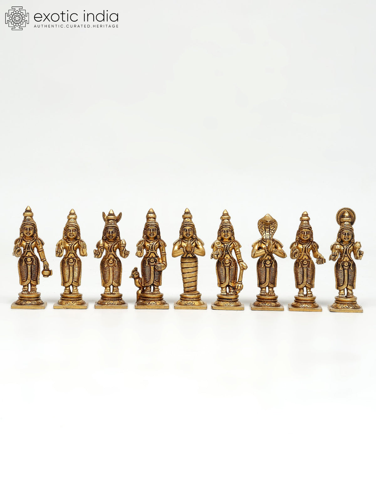 4" Small Navagrah Brass Statues for Pooja