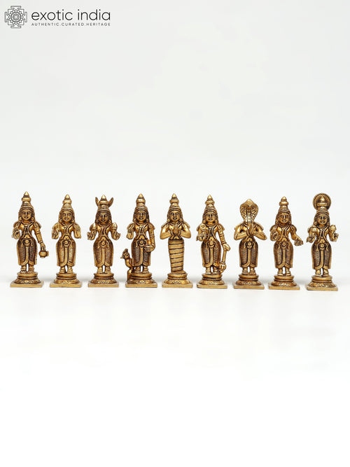 4" Small Navagrah Brass Statues for Pooja