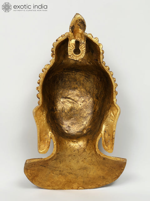 11" Wall Hanging Buddha Bust | Brass Statue