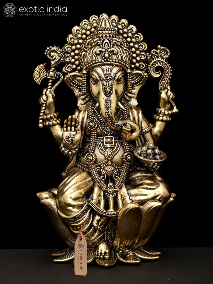 Small Superfine Blessing Lord Ganesha Brass Statue Handmade