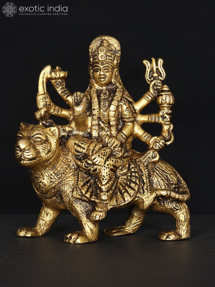 3" Small Sherawali Maa Brass Statue for Pooja