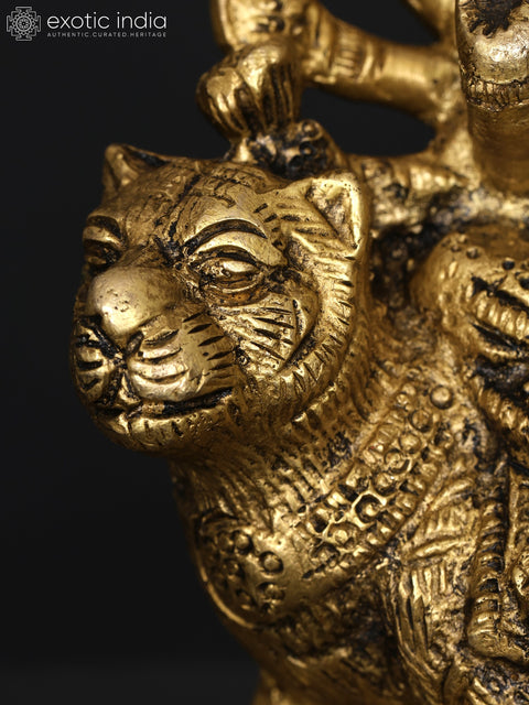 3" Small Sherawali Maa (Goddess Durga) | Brass Statue