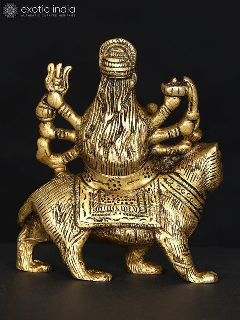 3" Small Sherawali Maa (Goddess Durga) | Brass Statue
