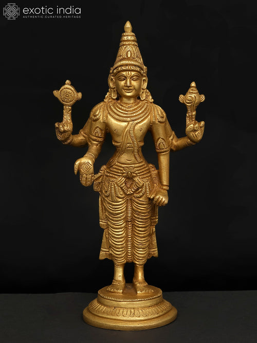 7" Standing Tirupati Balaji Brass Statue for Pooja