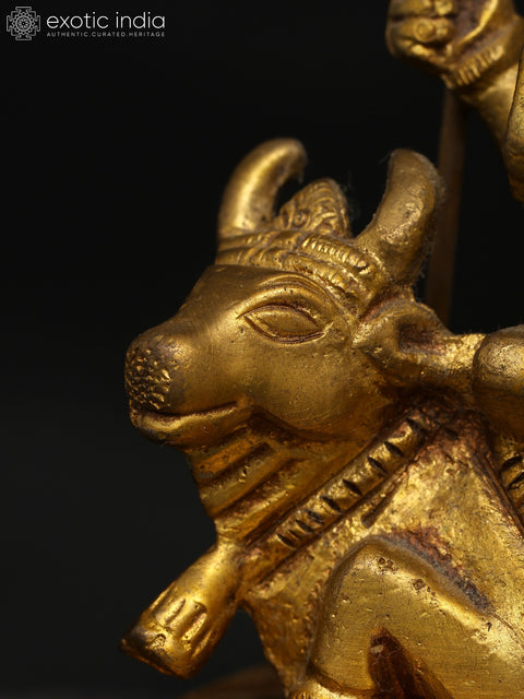 3" Small Lord Shiva Seated on Nandi | Brass Statue