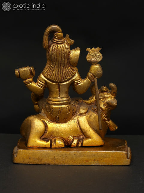3" Small Lord Shiva Seated on Nandi | Brass Statue