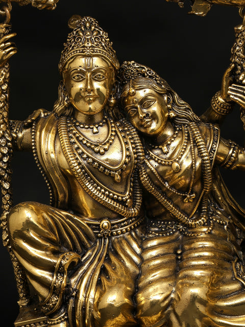 Superfine Radha Krishna on a Swing | Brass Statue