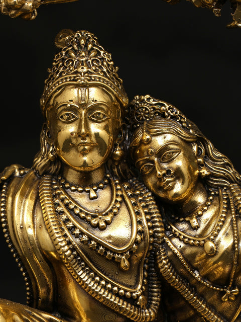 Superfine Radha Krishna on a Swing | Brass Statue