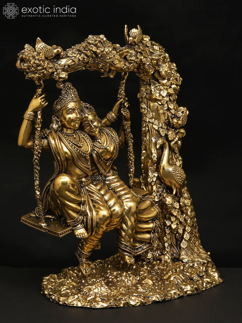 Superfine Radha Krishna on a Swing | Brass Statue