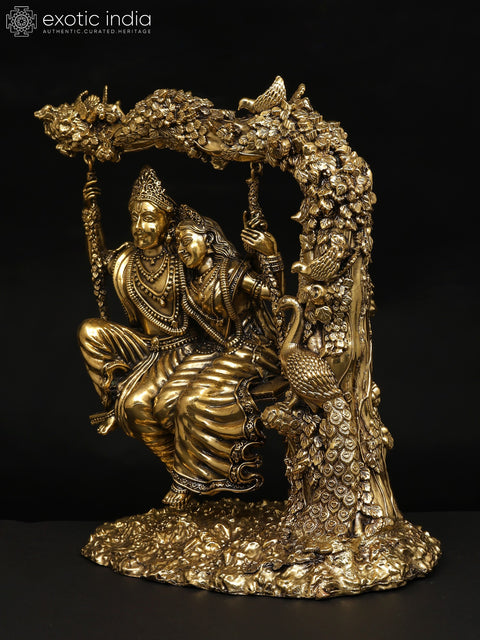 Superfine Radha Krishna on a Swing | Brass Statue