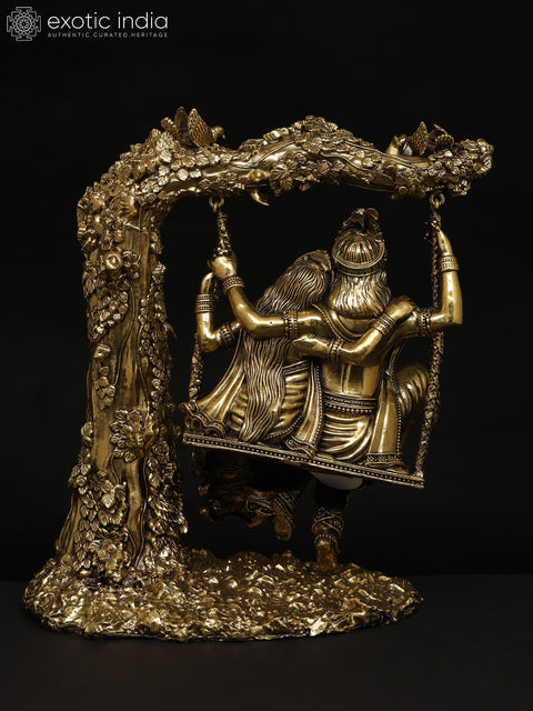 Superfine Radha Krishna on a Swing | Brass Statue