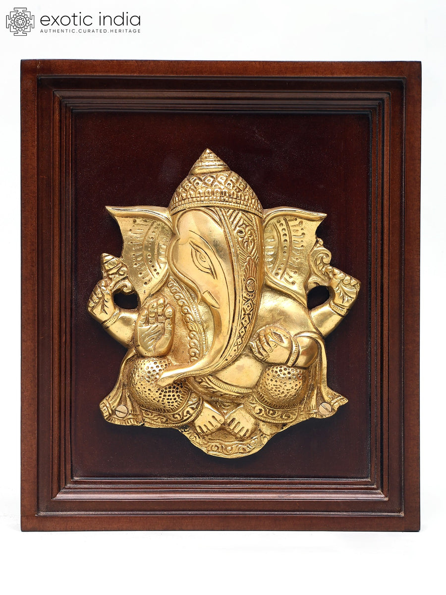 12" Blessing Ganesha Handmade Brass Sculpture Wall Hanging