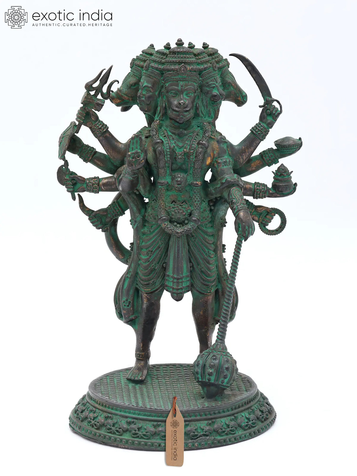 Superfine Ten Armed Standing Panchamukhi Lord Hanuman | Brass Statue