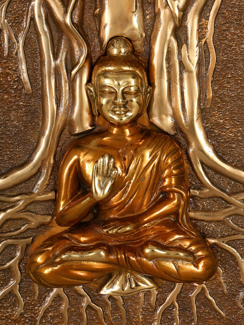 58" Large Lord Buddha Seated Under The Bodhi Tree | Set of Five | Wall Hanging