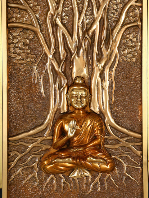 58" Large Lord Buddha Seated Under The Bodhi Tree | Set of Five | Wall Hanging