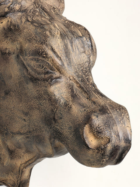 19" Brass Fighting Bull Head | Wall Hanging | Home Decor