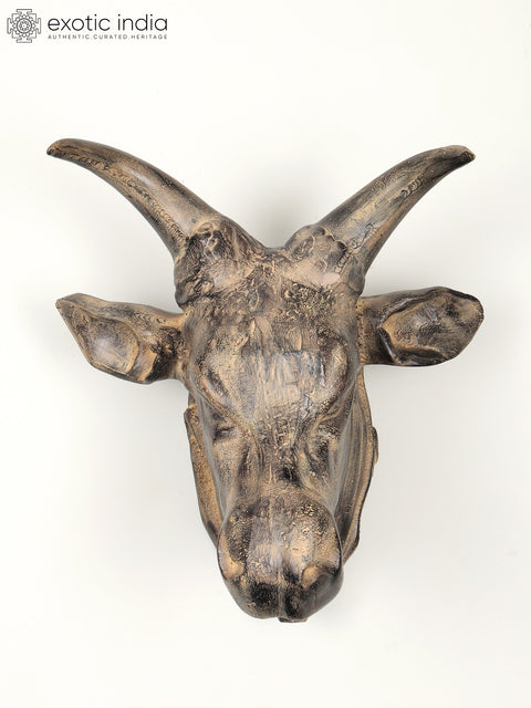 19" Brass Fighting Bull Head | Wall Hanging | Home Decor