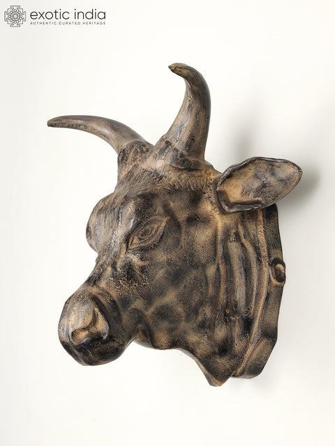 19" Brass Fighting Bull Head | Wall Hanging | Home Decor