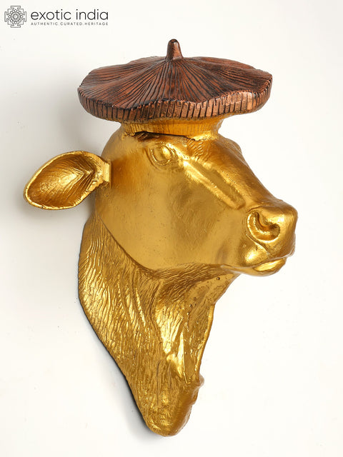 19" Brass Stylish Cow Head | Wall Hanging | Home Decor