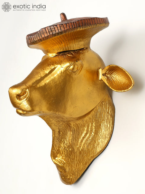 19" Brass Stylish Cow Head | Wall Hanging | Home Decor