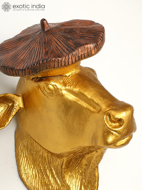 19" Brass Stylish Cow Head | Wall Hanging | Home Decor