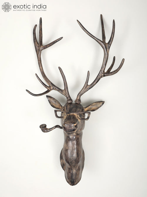 43" Modern Brass Deer Statue for Home Decor
