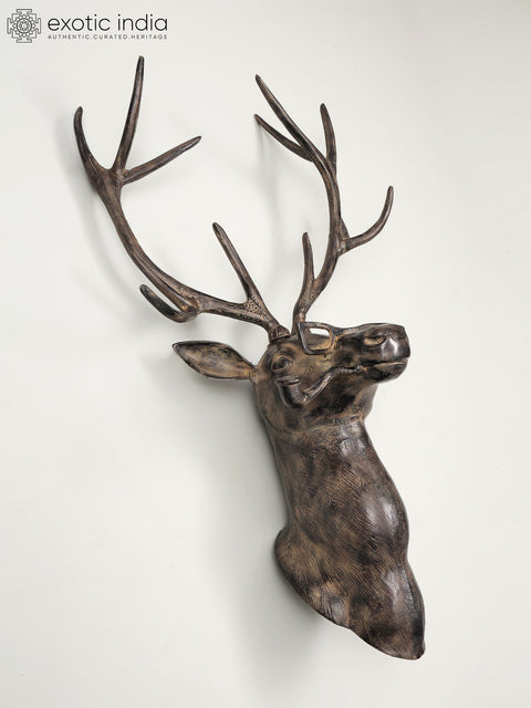 43" Brass Modern Deer Statue | Wall Hanging | Home Decor