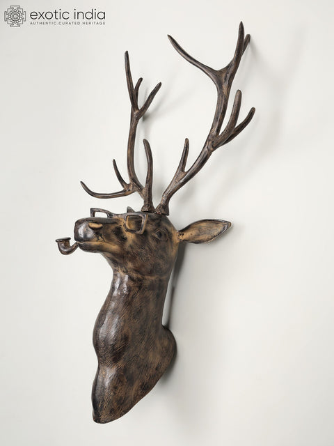 43" Brass Modern Deer Statue | Wall Hanging | Home Decor