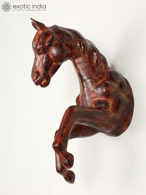 20" Brass Horse Wall Hanging Statue for Home Decor