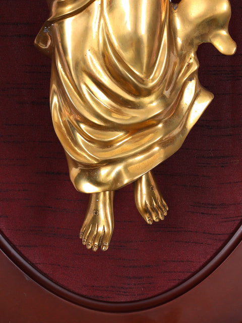 31" Superfine Jesus Christ | Wood Framed Brass Sculpture | Wall Hanging