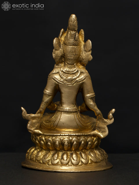 4" Small Crowned Shakyamuni Buddha Statue in Brass