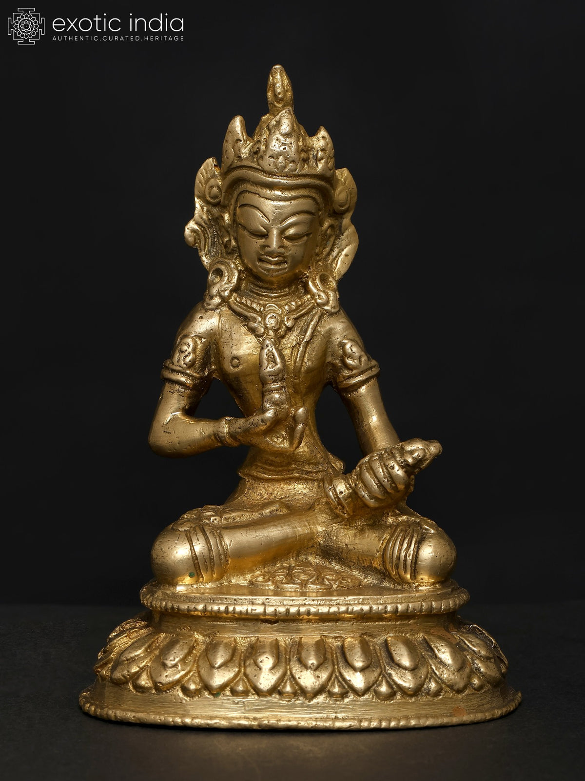 4" Handmade Brass Vajrasattva Buddhist Deity Statue